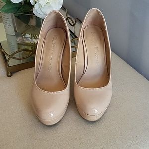 Beige Patton leather platform heels